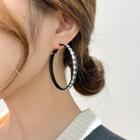 Houndstooth Hoop Stud Earring 1 Pair - Houndstooth - Black & White - One Size