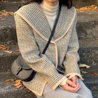 Plaid Buttoned Tweed Jacket