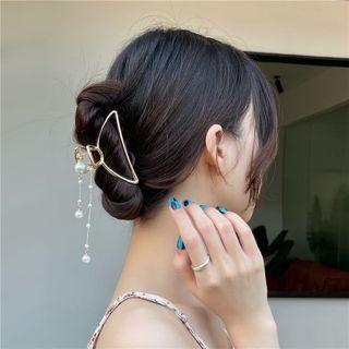 Faux Pearl Alloy Hair Clamp 1 Pc - Gold & White - One Size