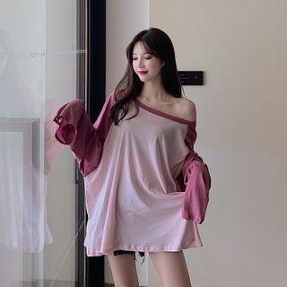 Oversized Two-tone Long Sleeve T-shirt