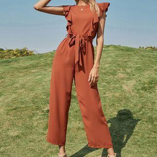 Ruffle-trim Sleeveless Jumpsuit