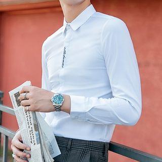 Embroidered Hidden Placket Shirt