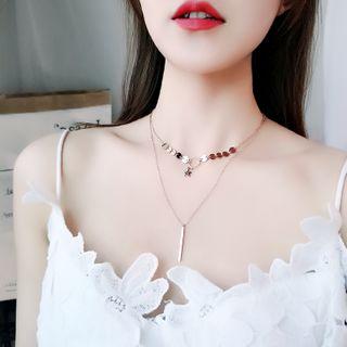 Star Layered Necklace Xl3070 - Bar - Star - One Size