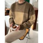 Color-block Woolen Fluffy Sweater
