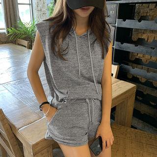 Sleeveless M Lange Hoodie Melange Gray - One Size