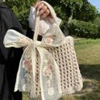 Bow Knit Hand Bag Off-white - One Size