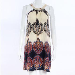 Halter-neck Patterned A-line Dress