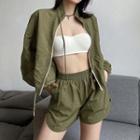 High-neck Loose-fit Windbreaker / Shorts