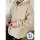 Fleece-lined Wool Blend Anorak Hoodie
