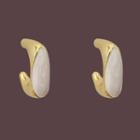 Glaze Earring 1 Pair - Threader Earrings - S925 Silver - Gold & White - One Size