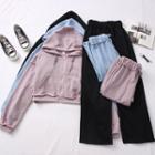 Set: Hooded Jacket + High-waist Straight-cut Sweatpants