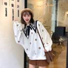 Polka Dot Sweatshirt With Sailor Collar