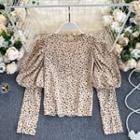 Round-neck Puff-sleeve Floral Top