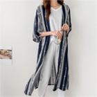 Open-front Patterned Robe Cardigan