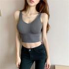 Long-sleeve V-neck Cropped Tank Top