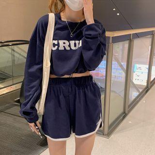 Long-sleeve Wide Lettering Top / Wide-leg Shorts