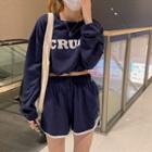 Long-sleeve Wide Lettering Top / Wide-leg Shorts