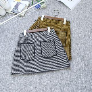 Diagonal-stripe A-line Skirt