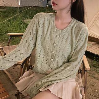 Long-sleeve Cutout Sweater Cardigan