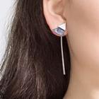 Alloy Triangle & Bar Dangle Earring 0604 - 1 Pair - Black & Gray - One Size