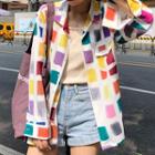 Long-sleeve Color Block Shirt Plaid - Multicolor - One Size