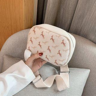 Deer Print Faux Leather Crossbody Bag