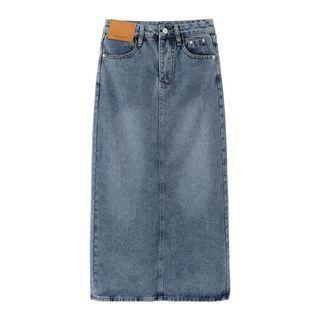 Low-rise Slit Denim Midi Skirt