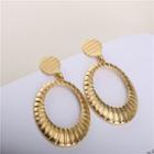 Oval Hoop Drop Earrings 1 Pair - Gold - One Size