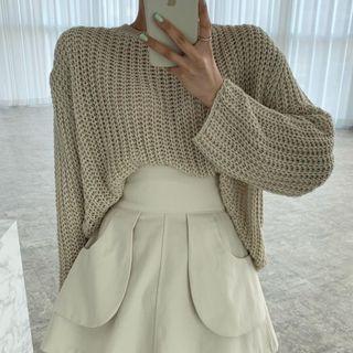 Round Neck Perforated Sweater