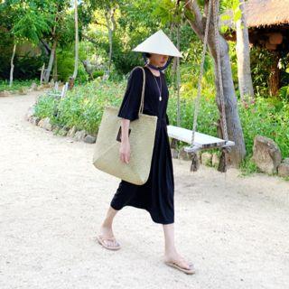 Round-neck Button-detail T-shirt Dress