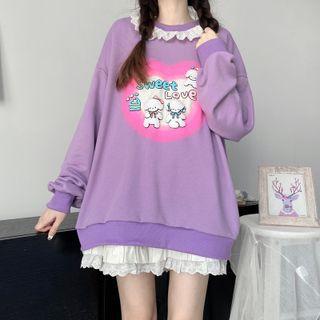 Ruffled Print Sweatshirt