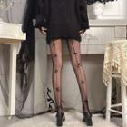 Mesh Tights Bow - Black - One Size