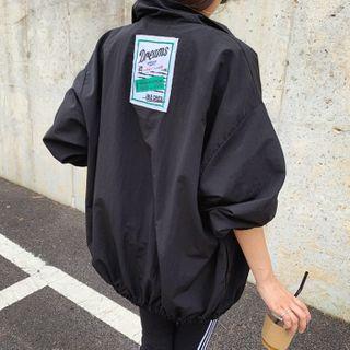Letter-patched Zipped Windbreaker