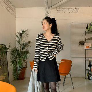 Lettuce-edge Stripe Cardigan