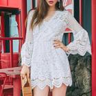 Bell-sleeve Crochet-lace Playsuit