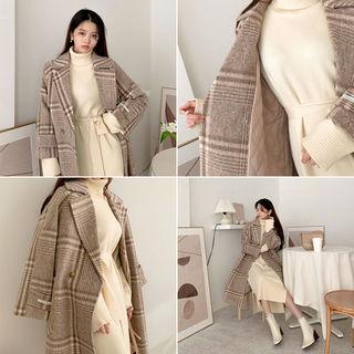Handmade Wool Blend Glen Plaid Coat