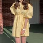 Short-sleeve A-line Mini Dress Light Yellow - One Size