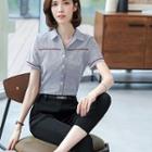Short-sleeve Striped Shirt / Dress Pants / Skirt / Set