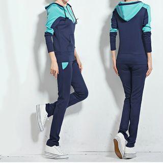 Set: Two-tone Zip Hoodie + Sweatpants