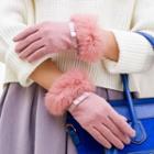 Paneled Bow-accent Gloves