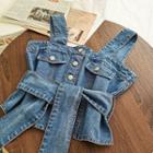 Sleeveless Buttoned Denim Top Blue - One Size