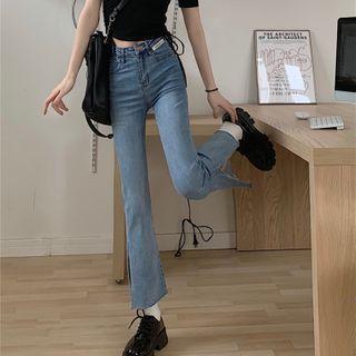 High-waist Split Bell-bottom Jeans