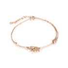 Fashion And Cute Plated Rose Gold Elephant 316l Stainless Steel Double Anklet Rose Gold - One Size