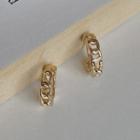 Alloy Chain Hoop Earring 1 Pair - 925 Silver Needle - Earring - Gold - One Size