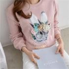 Beaded Rabbit-printed Sweatshirt