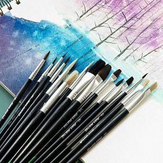 Set Of 15: Paint Brush Set Of 15 - Silver & Black - One Size
