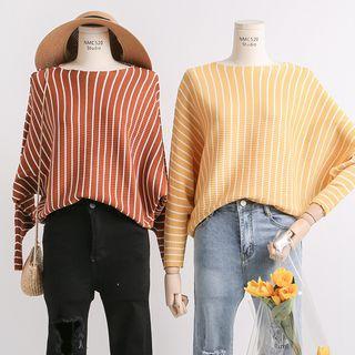 Dolman-sleeved Striped Knit Top