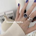 Disc Sterling Silver Open Ring Disc - Black - 5.3g