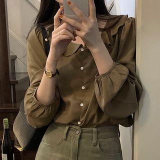 Long-sleeve Plain Ruffle Shirt