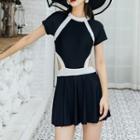 Two Tone Cut Out Swimdress